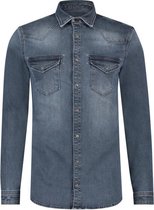 Purewhite -  Heren Slim Fit    Overhemd  - Blauw - Maat S