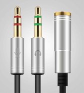 Astilla | 3.5mm Jack Aux kabel splitter voor koptelefoon en microfoon - One Female Dual Male Audio Splitter - zilver
