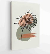 Canvas schilderij - Botanical wall art vector set. Earth tone boho foliage line art drawing with abstract shape. 2 -    – 1888031884 - 80*60 Vertical