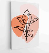 Canvas schilderij - Botanical wall art vector set. Earth tone boho foliage line art drawing with abstract shape. 3 -    – 1888031890 - 80*60 Vertical