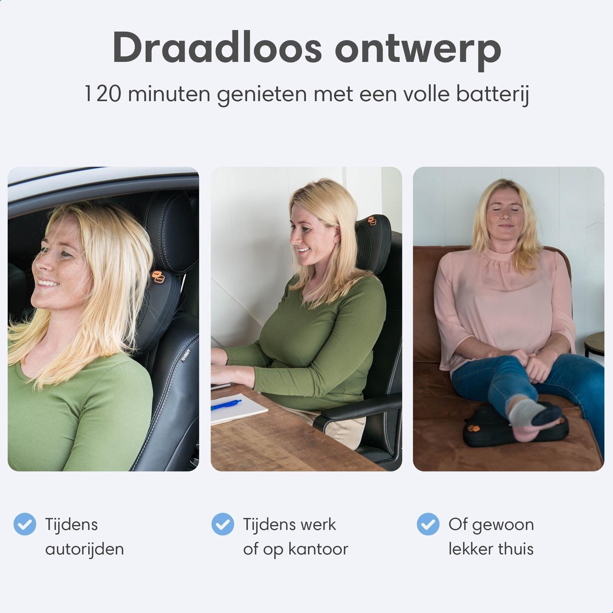 Lifeproducts Shiatsu Massagekussen Draadloos - Elektrisch Nekmassage Apparaat - Massage Apparaten - Nek en Schouder Massage Apparaat - Massageapparaten met Infrarood Verwarming — cadeau in Verzorging - foto 5