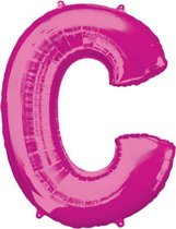 folieballon letter C 63 x 81 cm roze