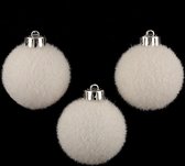 kerstbal plf sneeuw - Witte kerstballen - diameter 6 x hoogte 6cm -  3 stuks