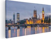 Artaza Canvas Schilderij London Big Ben en Westminster Brug - 100x50 - Groot - Foto Op Canvas - Canvas Print