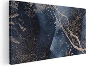 Artaza Canvas Schilderij Abstracte Kunst - Zwarte Marmer met Gloed - 100x50 - Groot - Foto Op Canvas - Canvas Print