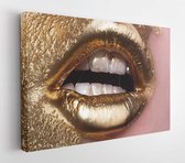 Canvas schilderij - Golden girl. Paint golden on woman face. -     1318330028 - 80*60 Horizontal