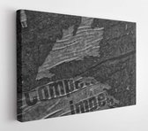 Canvas schilderij - Monochrome Torn poster after vote on tin textured wall Ripped newspaper  -     1076809214 - 115*75 Horizontal