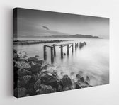 Canvas schilderij - Fine art image in black & white of abandon jetty at Pulau Pinang island, Malaysia. Soft Focus due to long exposure  -     1174890616 - 80*60 Horizontal