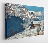 Canvas schilderij - Romanian winter landscape in Carphatians Mountain.The rural winter landscape in the Bran area, Moeciu, Romania  -     768495769 - 115*75 Horizontal
