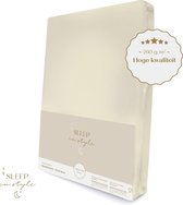 Hoge hotelkwaliteit Jersey Hoeslaken voor Matras - 200x210 cm - (tot 40 cm hoogte) – 260 grams -Champagne Creme