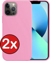 iPhone 13 Pro Max Hoesje Siliconen Case Back Cover Hoes Licht Roze - iPhone 13 Pro Max Hoesje Cover Hoes Siliconen - 2 PACK