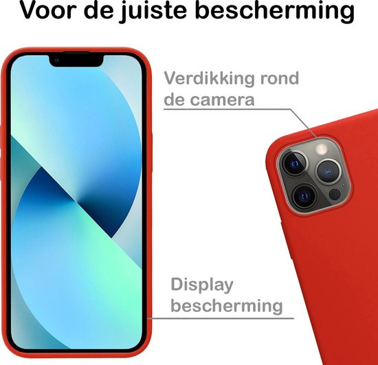 Coque adaptée pour iPhone 13 Pro Coque en Siliconen – Coque adaptée pour iPhone 13 Pro Coque – Rouge – Lot de 2