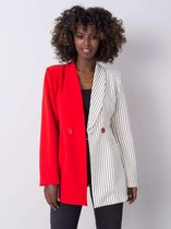 Dames Rood Wit Gestreept Getailleerde Blazer One Size