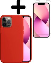 iPhone 13 Pro Max Hoesje Case Siliconen Met Screenprotector - iPhone 13 Pro Max Case Hoesje Hoes Met Screenprotector - Rood