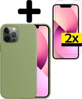 iPhone 13 Pro Max Hoesje Case Siliconen Met 2x - iPhone 13 Pro Max Case Hoesje Hoes Met 2x - Groen