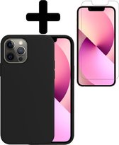 Hoesje Geschikt voor iPhone 13 Pro Max Hoesje Siliconen Case Met Screenprotector - Hoes Geschikt voor iPhone 13 Pro Max Hoes Siliconen - Zwart