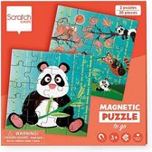 magnetische puzzel Panda 18 cm karton groen 40-delig