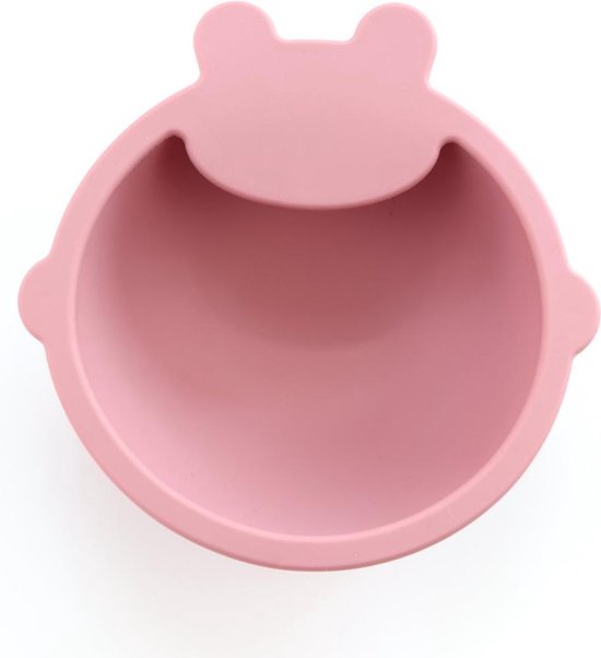 KliederZ 3-delige Siliconen Eetset - voor baby en peuters - Slabbetje Schaaltje Lepel - Kwalitatieve kinder serviesset met opvangbakje en zuignap - Donkerroze Cherry SE01 van KliederZ — afbeelding 2