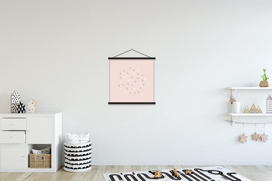 Porte-affiche avec affiche - Affiche scolaire - Été - Abstrait - Pastel - 40x40 cm - Lattes noires