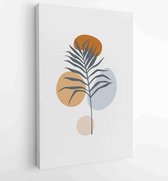 Canvas schilderij - Botanical wall art vector set. Earth tone boho foliage line art drawing with abstract shape. 3 -    – 1843215850 - 80*60 Vertical