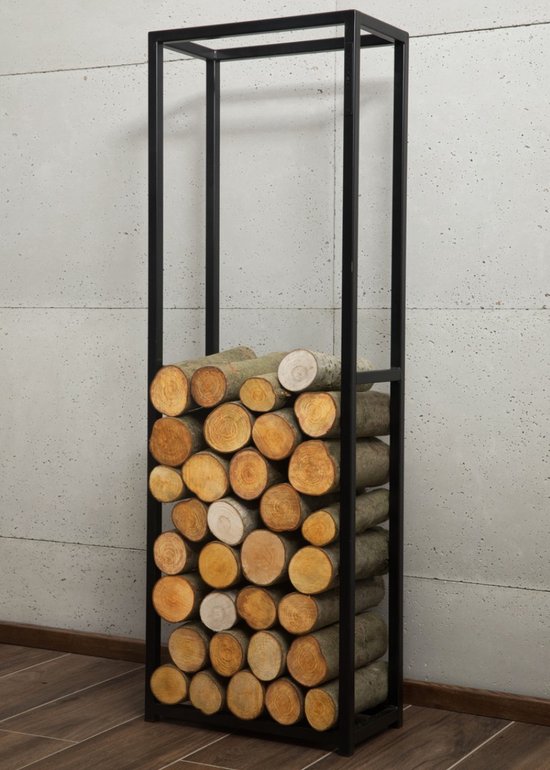 Outsunny Porte bûches range bûches vertical en métal intérieur extérieur 50  x 30 x 100 cm noir : : Jardin