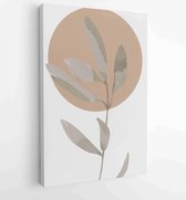 Canvas schilderij - Foliage line art drawing with abstract shape. Abstract Eucalyptus and Art design for print, cover, wallpaper, Minimal and natural wall art. 2 -    – 1823785559