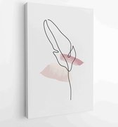 Canvas schilderij - Earth tone boho foliage line art drawing with abstract shape. Abstract Plant Art design for print, cover, wallpaper, Minimal and natural wall art. 1 -    – 1833