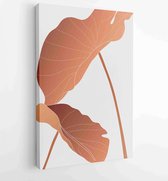 Canvas schilderij - Tropical line arts hand draw gold exotic flower and leaves. Design for packaging design, social media post, cover, banner, Wall arts. 2 -    – 1814260229 - 50*4