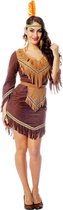 Wilbers & Wilbers - Indiaan Kostuum - Dravende Mustang Mojave Bruine Indiaan Jurk Vrouw - Bruin - Maat 56 - Carnavalskleding - Verkleedkleding
