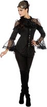 Wilbers - Piraat & Viking Kostuum - Elegante Kanten Piraten Blouse Vrouw - zwart - Maat 36 - Carnavalskleding - Verkleedkleding
