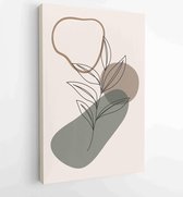 Canvas schilderij - Foliage line art drawing with abstract shape. Abstract Plant Art design for print, cover, wallpaper, Minimal and natural wall art. 4 -    – 1810924393 - 80*60 V