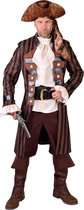 Magic By Freddy's - Steampunk Kostuum - Gestreepte Mantel Kaper Kapitein Zwartbaard - bruin - XL - Carnavalskleding - Verkleedkleding