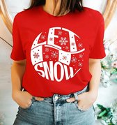 Kerst T-Shirt - Let it  snow - Rood maat L