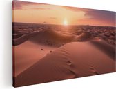 Artaza Canvas Schilderij Woestijn in de Sahara bij Zonsondergang - 40x20 - Klein - Foto Op Canvas - Canvas Print
