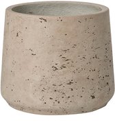 Pot Rough Patt M Grey Washed Fiberclay 16x14 cm grijze ronde bloempot