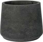 Pot Rough Patt L Black Washed Fiberclay 20x16 cm zwarte ronde bloempot