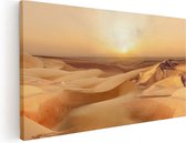 Artaza Canvas Schilderij Woestijn bij Zonsondergang in de Sahara - 40x20 - Klein - Foto Op Canvas - Canvas Print