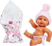 babypop met slaapzak meisjes 25 cm wit/roze