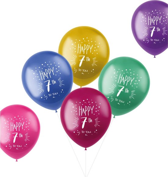 Folat - Gemar ballonnen Shimmer 7 jaar Meerkleurig 33 cm - 6 stuks