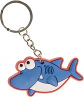 sleutelhanger haai junior 6 cm rubber rood/blauw