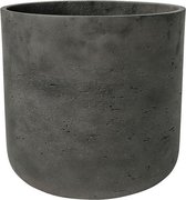 Pot Rough Charlie XL Black Washed Fiberclay 32x31 cm zwarte ronde bloempot