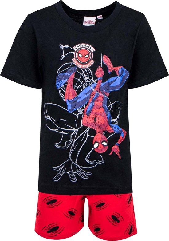 Spiderman - shortama - pyjama - zwart - rood - maat 98 - 3 jaar