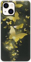 ADEL Siliconen Back Cover Softcase Hoesje Geschikt voor iPhone 13 Mini - Vlinder Goud