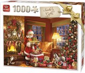 King Puzzel 1000 Stukjes (68 x 49 cm) - Kerstman met Cadeaus - Kerstpuzzel