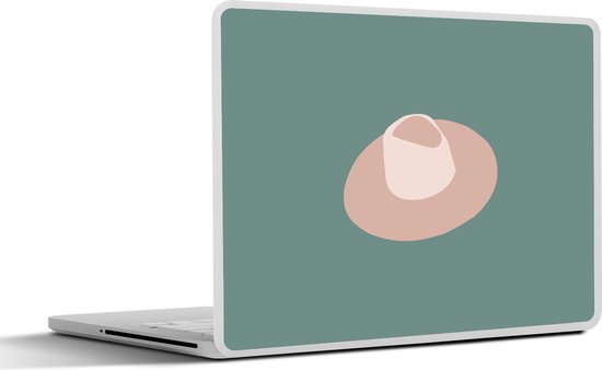 Laptop sticker - 14 inch - Zomer - Hoed - Donkerblauw - 32x5x23x5cm - Laptopstickers - Laptop skin - Cover