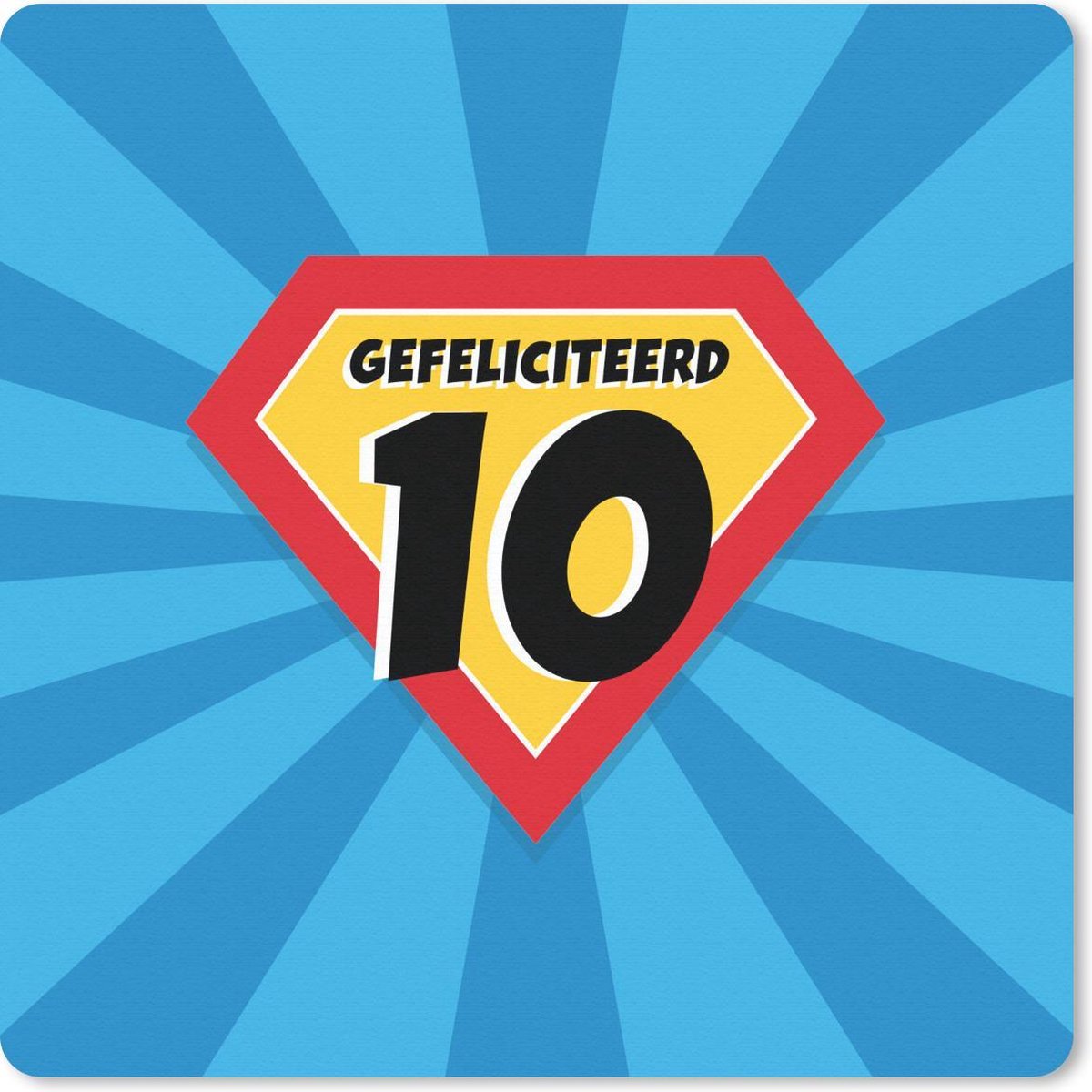Muismat 20x20 cm - Mousepad Verjaardag - 10 Jaar - Superheld - Muismatten