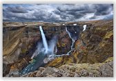 Wanddecoratie - Foto op Aluminium - Foto op Dibond -Aluminium Schilderij - Háifoss-waterval op IJsland - Fons Kern - 120x70 cm