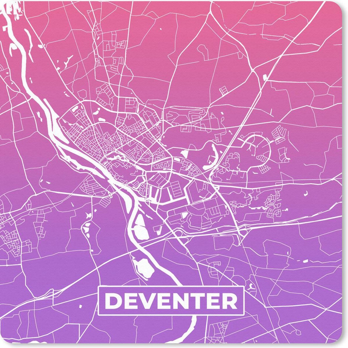 Muismat 30x30 cm - Mousepad Stadskaart - Deventer - Nederland - Muismatten
