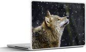 Laptop sticker - 14 inch - Wolf - Sneeuw - Bruin - 32x5x23x5cm - Laptopstickers - Laptop skin - Cover