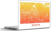 Laptop sticker - 10.1 inch - Stadskaart - Bergen - Oranje - Geel - 25x18cm - Laptopstickers - Laptop skin - Cover